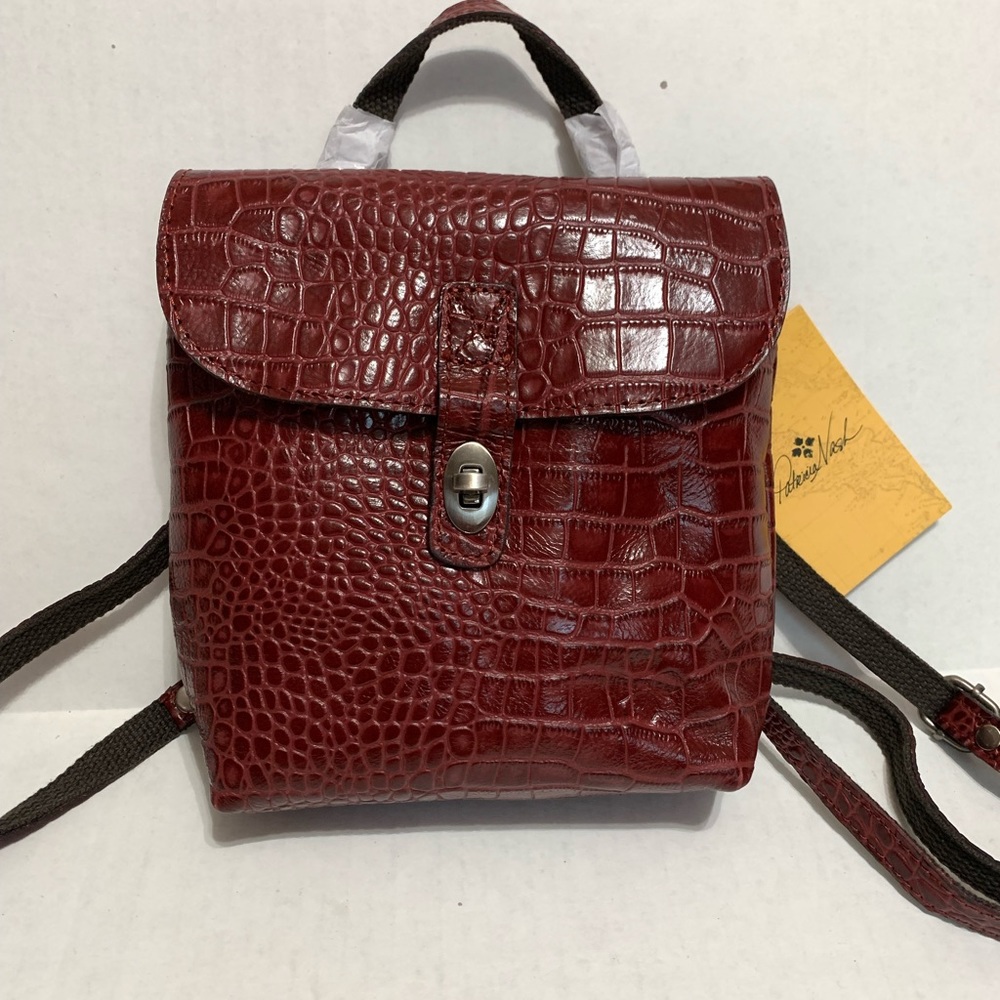 Patricia Nash Davoli Backpack Distressed Vintage Croc Convertible Backpack Cross